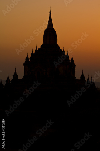 Silhouette  of temple in Bagan Burma