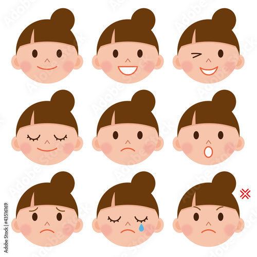 成人女性　表情　アイコン