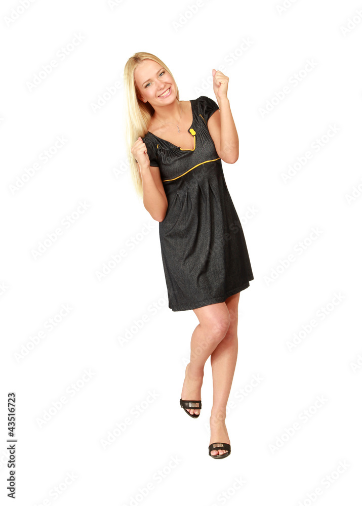 Naklejka premium A young emotional girl, isolated on white background