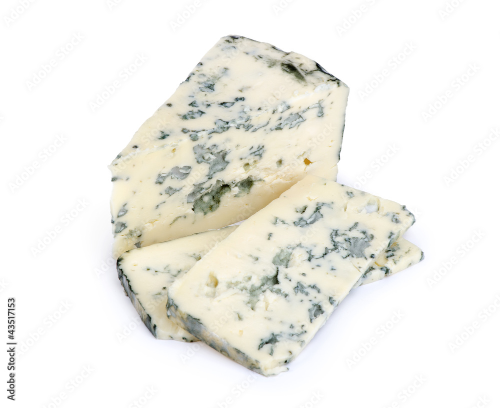 Blue cheese on a white background