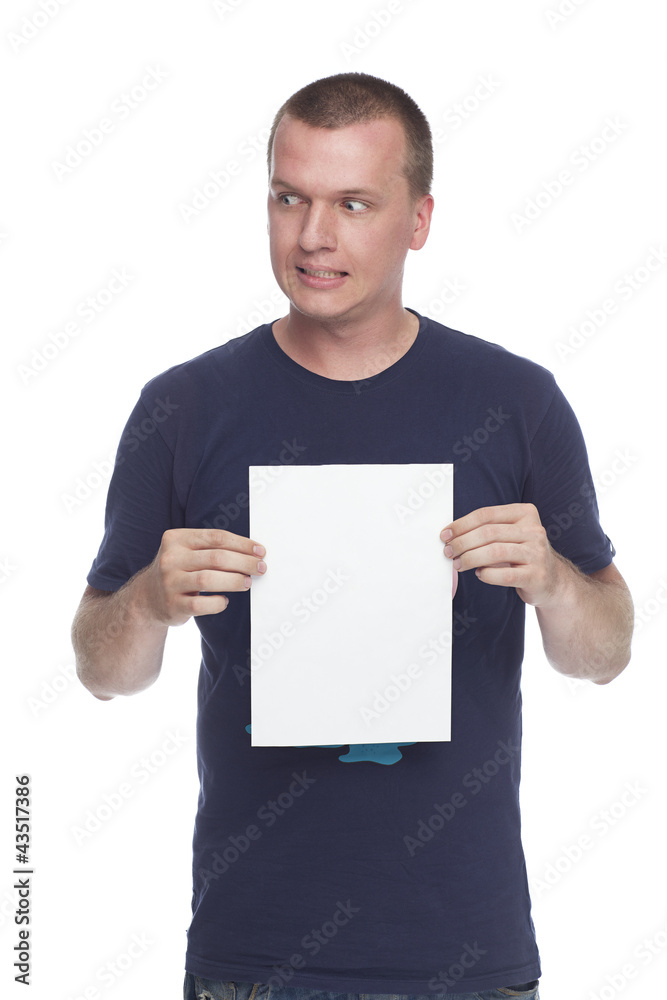 crazy guy with blank white paper poster crazy guy with blank white paper poster