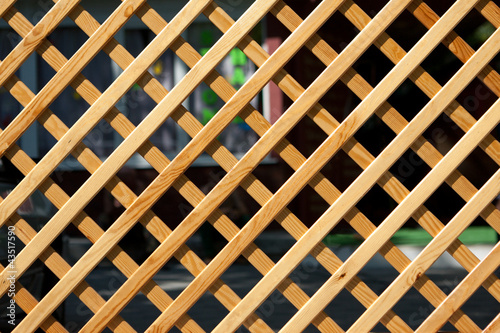 wooden trellised fence from a pine