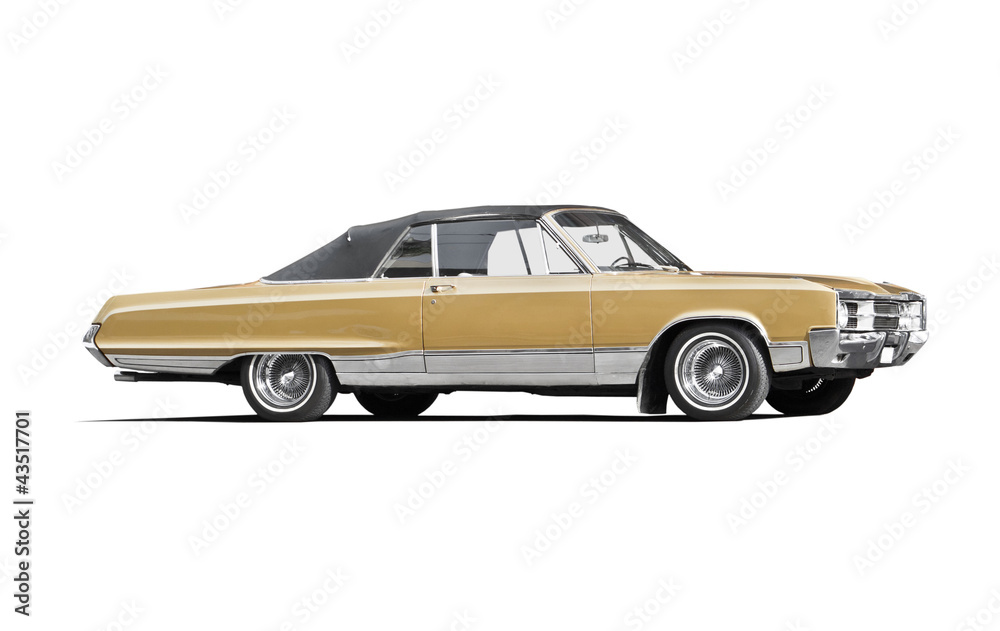 Classic American car on white background