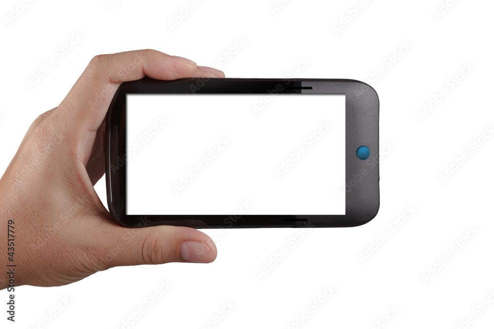 Hand holding mobile smart phone Hand holding mobile smart phone