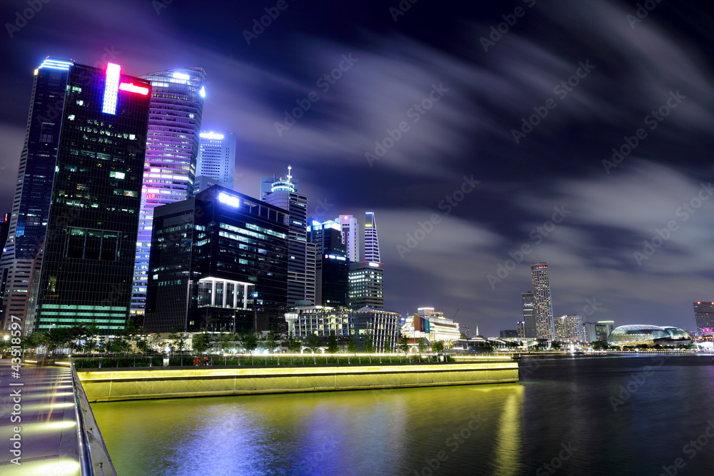 Singapore city skyline at night