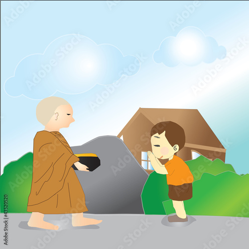The kids are respect to a priest.