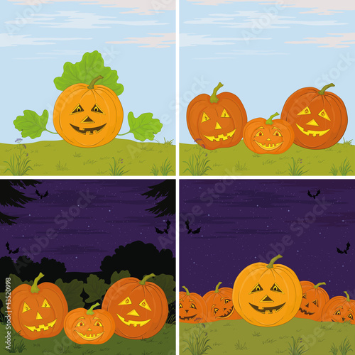 Pumpkins Jack O Lantern, set