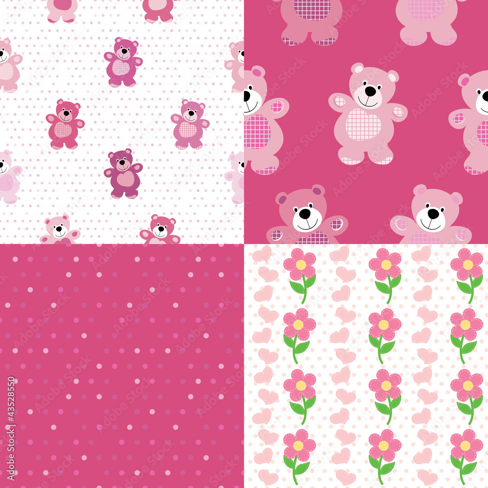 Vector seamless pattern of a toy teddy bear Vector seamless pattern of a toy teddy bear