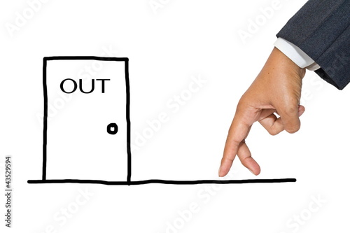Εκτύπωση καμβά Finger walking to exit door