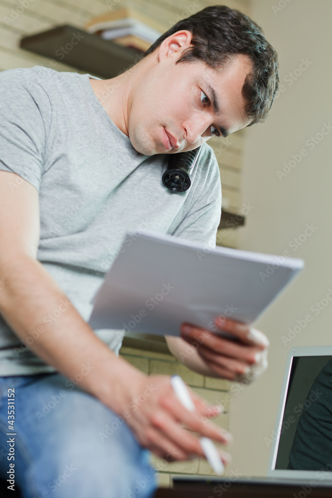 Self-employed man working at home Self-employed man working at home