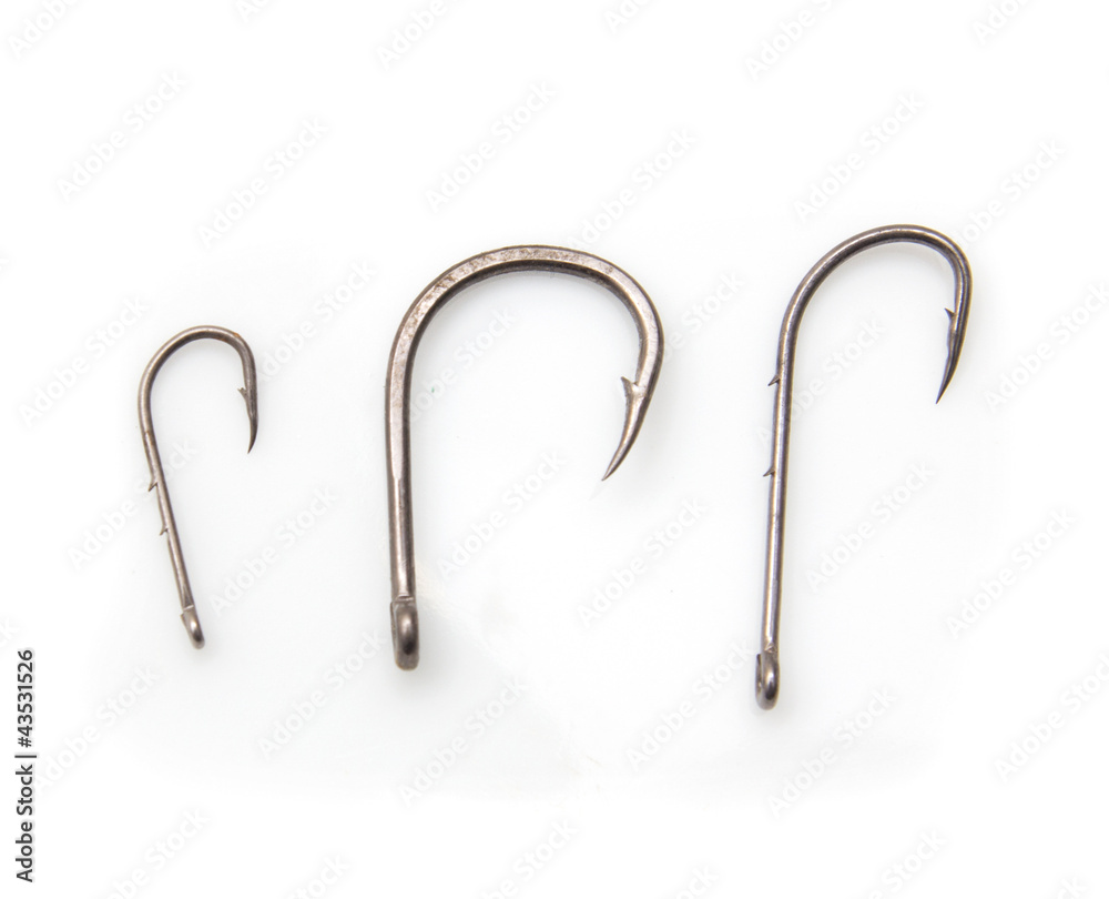 hooks to catch fish on a white background hooks to catch fish on a white background