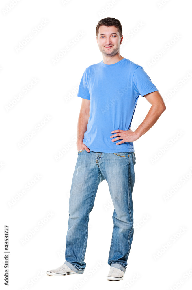 handsome man in t-shirt and jeans handsome man in t-shirt and jeans