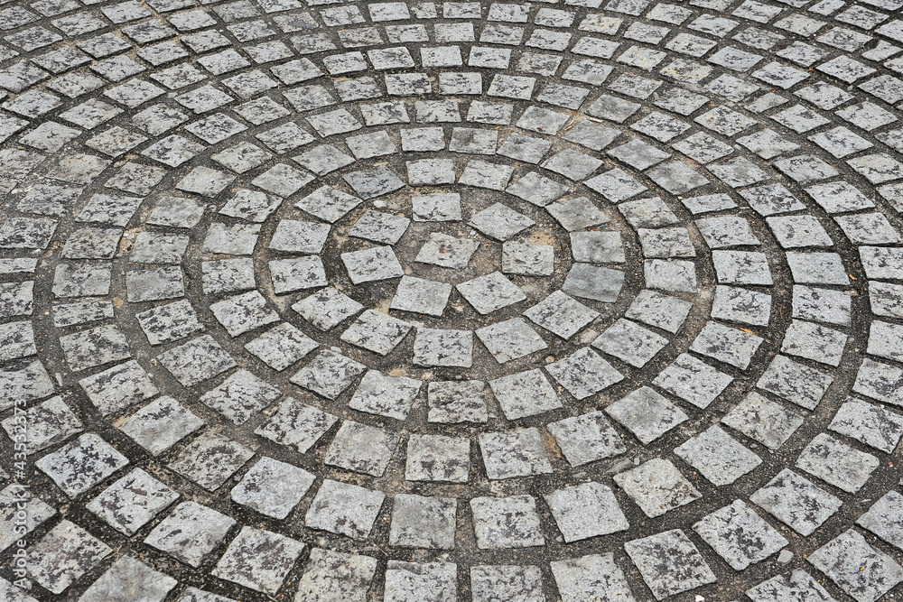 Circular Stone  Pattern On Pavement