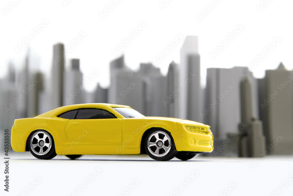 Yellow car in the city