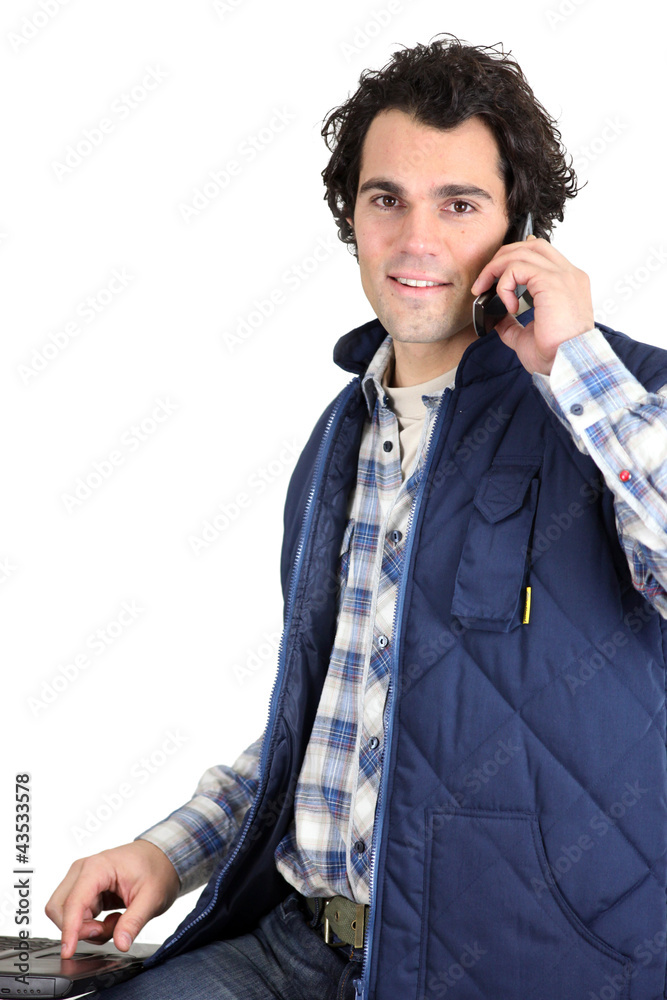 Worker talking with his supplier