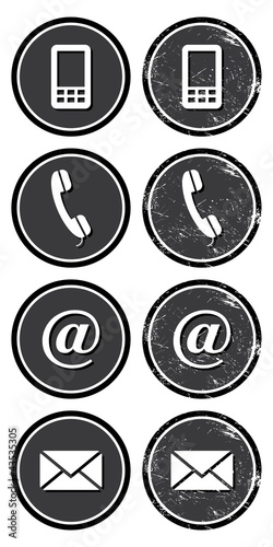 Contact web and internet retro icons set