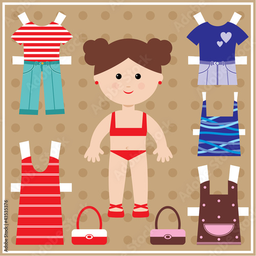 Paper doll with clothes set