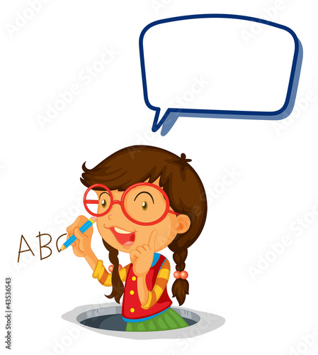 girl writing alphabets