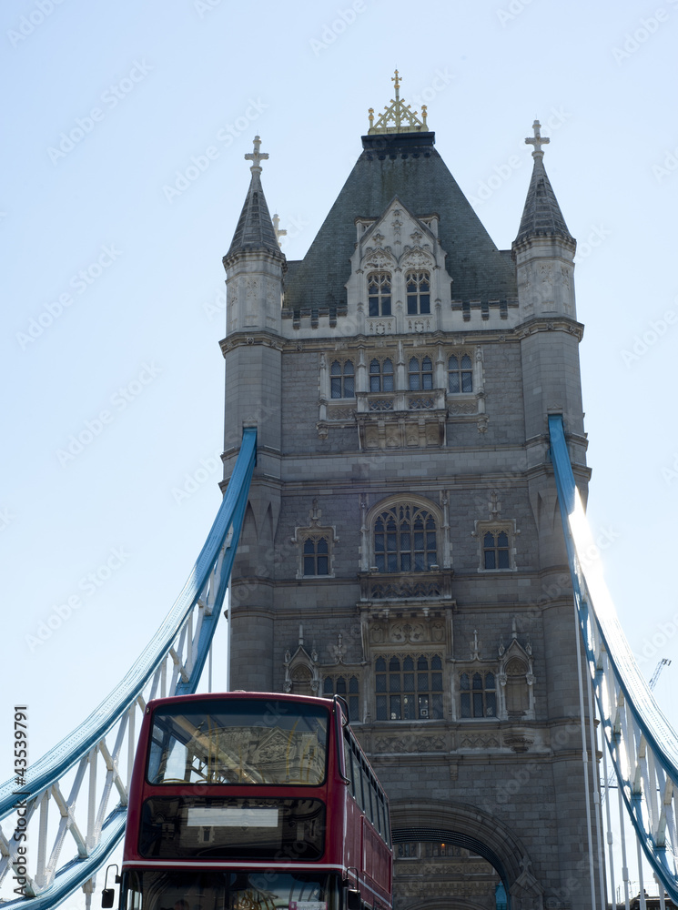 Classic london bus at Tower