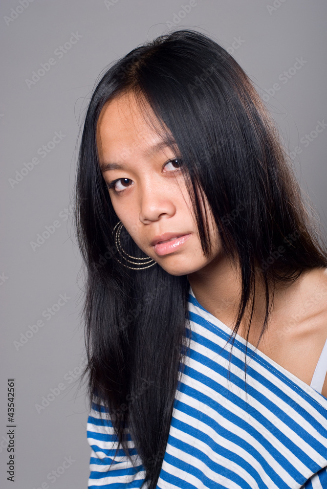 Close up to brunette in a frock Close up to brunette in a frock