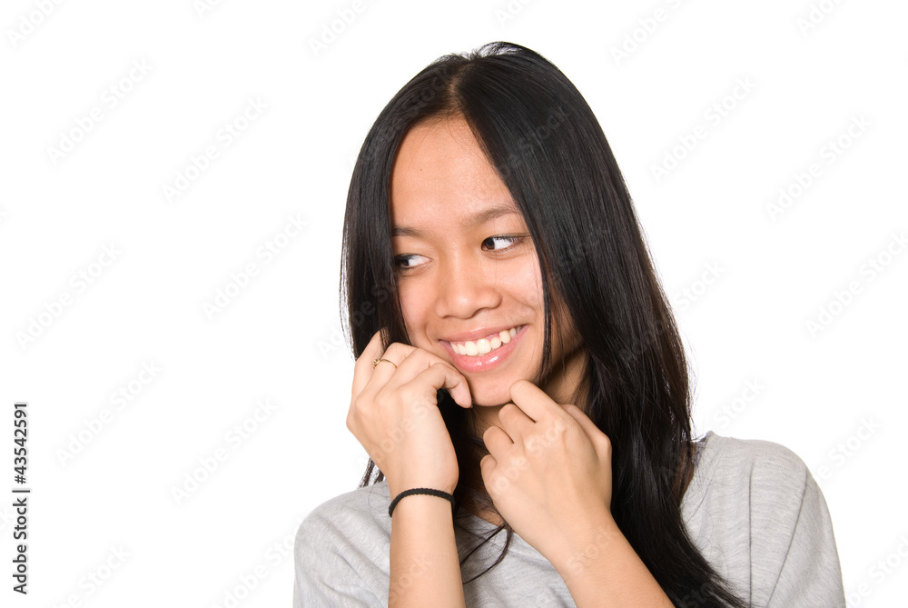 Portrait of the smiling girl looking aside Portrait of the smiling girl looking aside