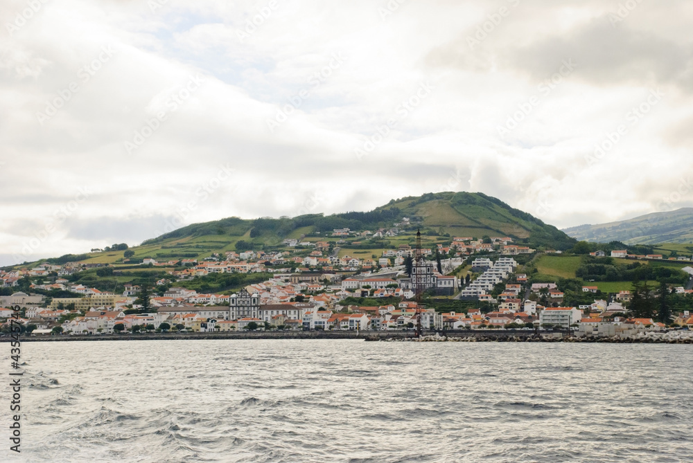 View to Horta, biggest city of Faial island, Azores