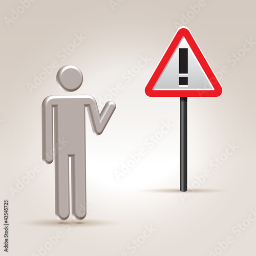 Pointing on Attention road sign