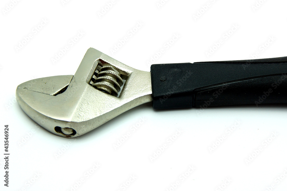 Adjustable Wrench on White Background