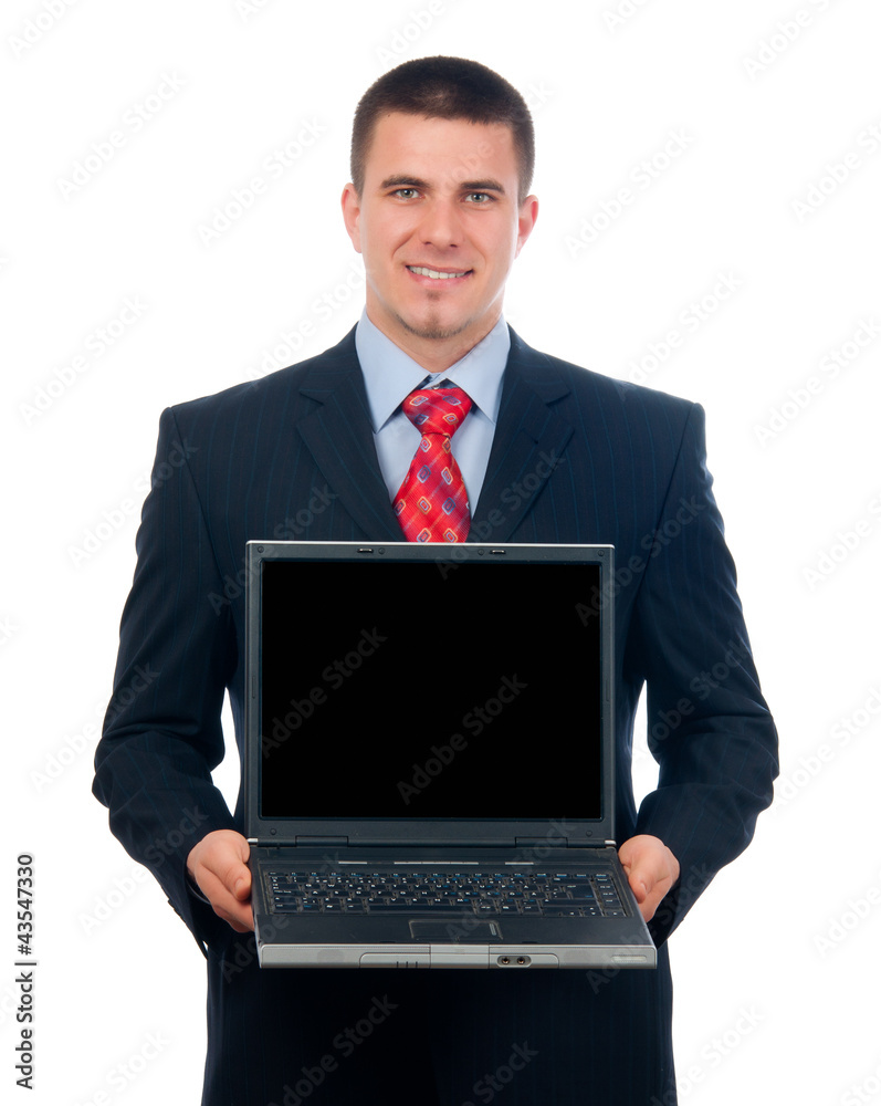 Attractive young businessman with notebook Attractive young businessman with notebook