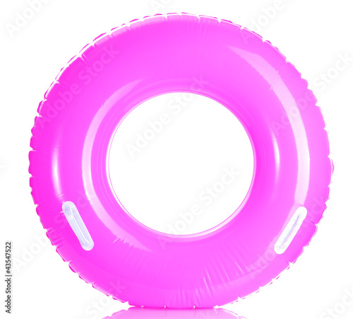 pink life ring isolated on white