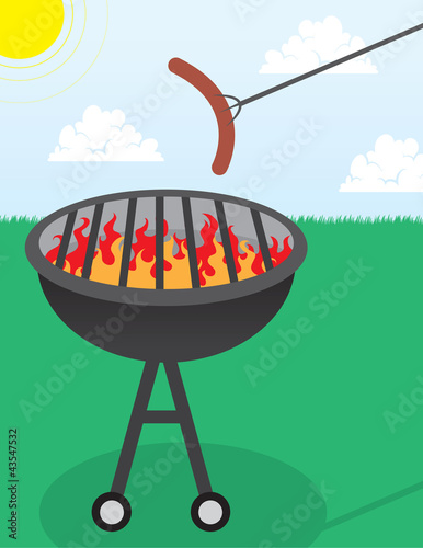 Summer grill scene with hotdog