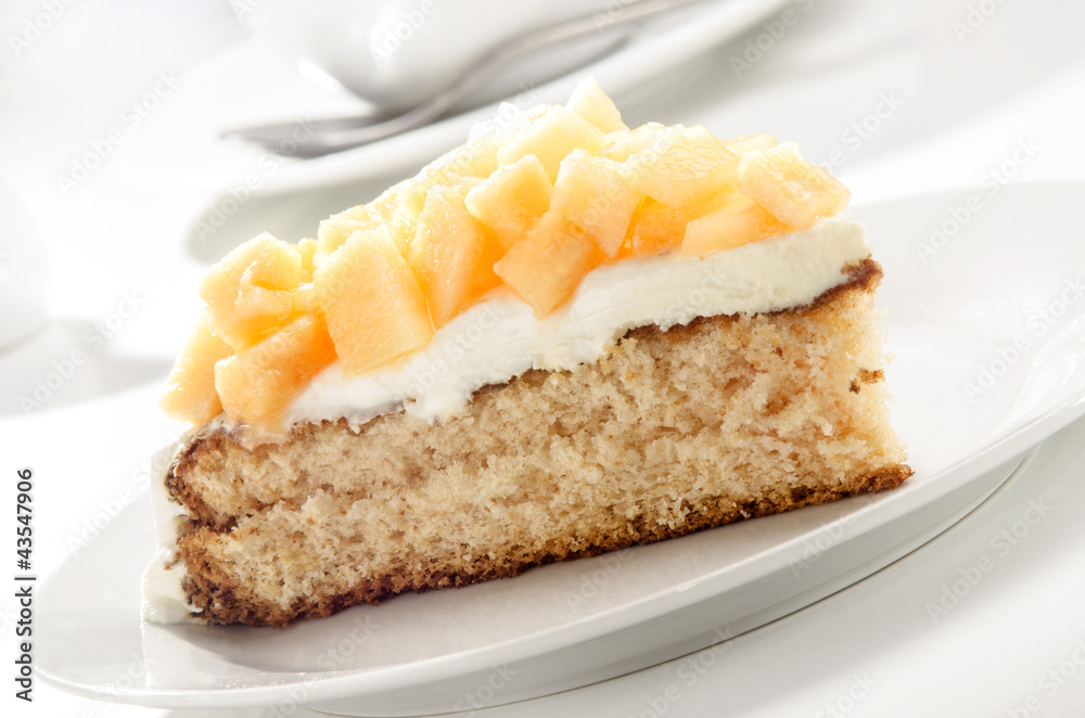 summer cake with diced honey melon summer cake with diced honey melon