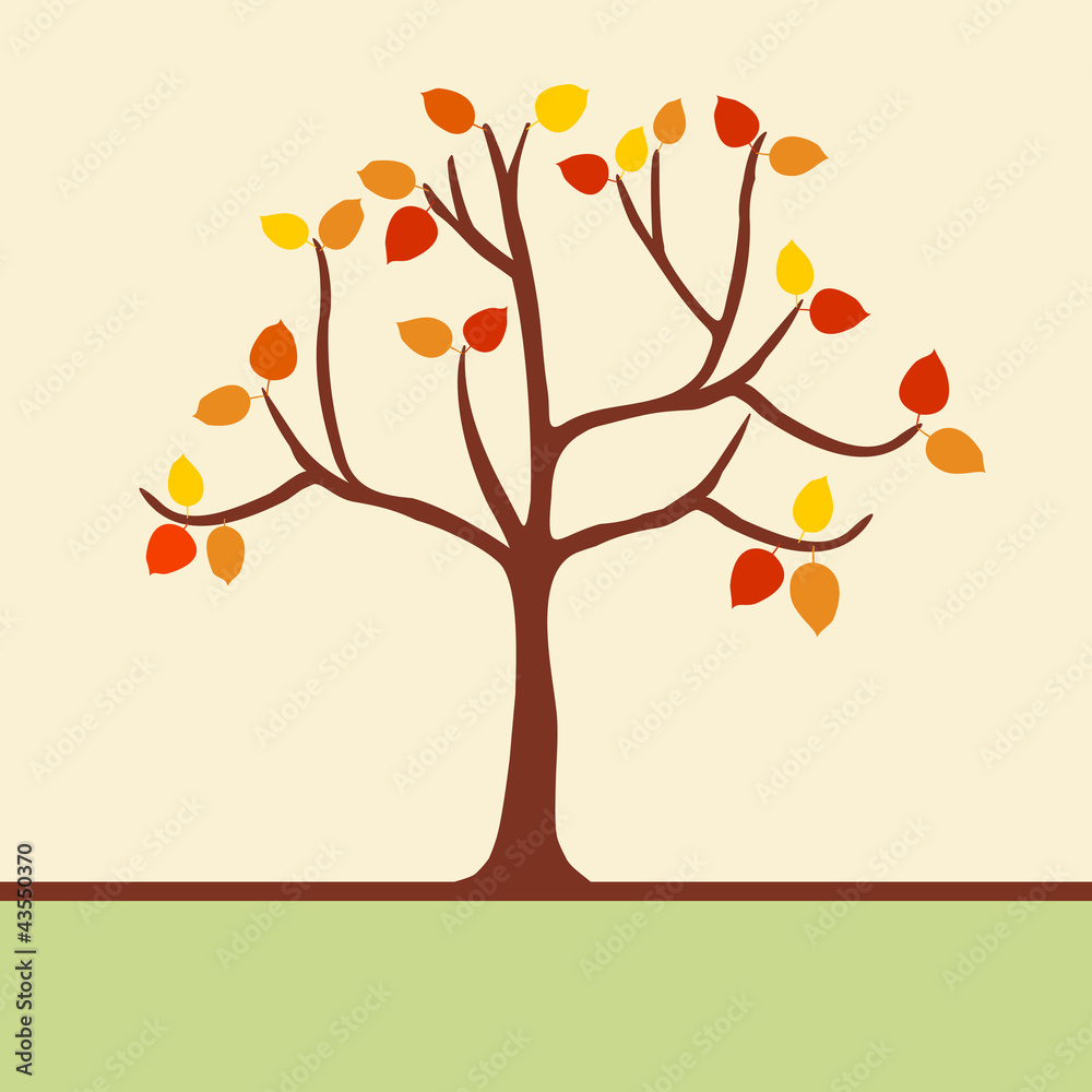 autumn background with tree and leaves