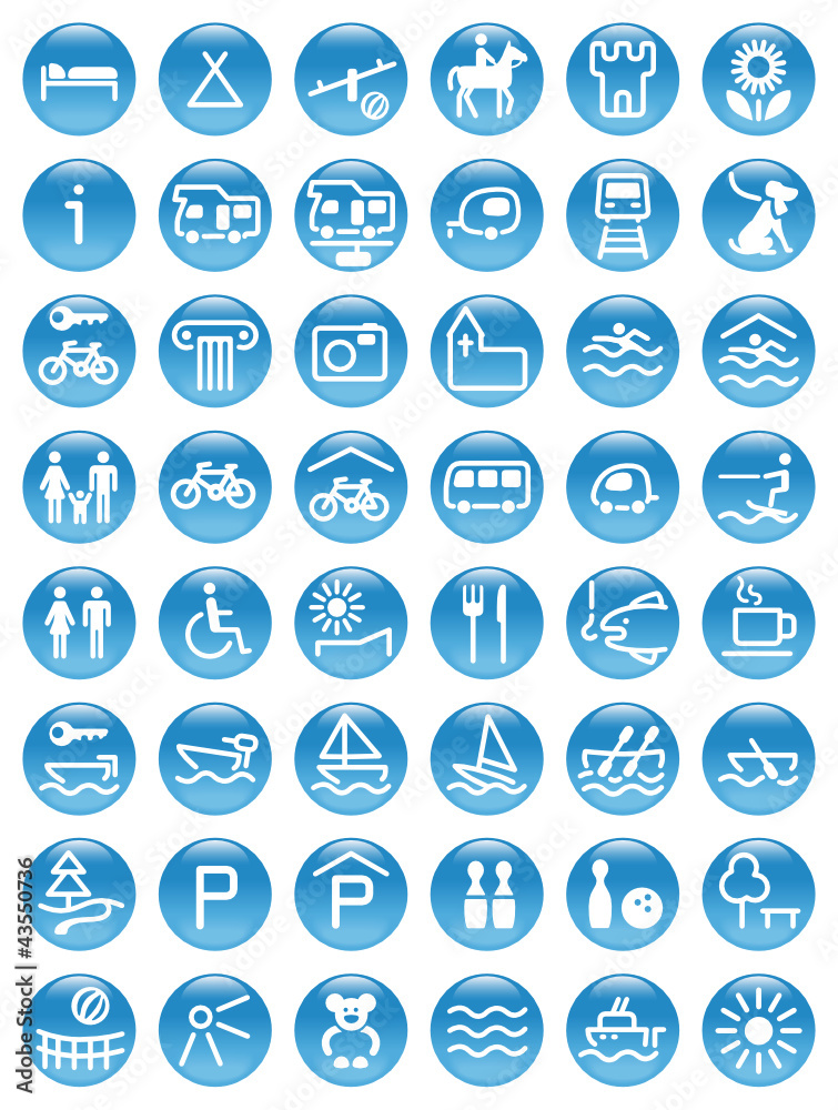 Blue round buttons summer+leisure Blue round buttons summer+leisure