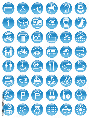 Blue round buttons summer+leisure