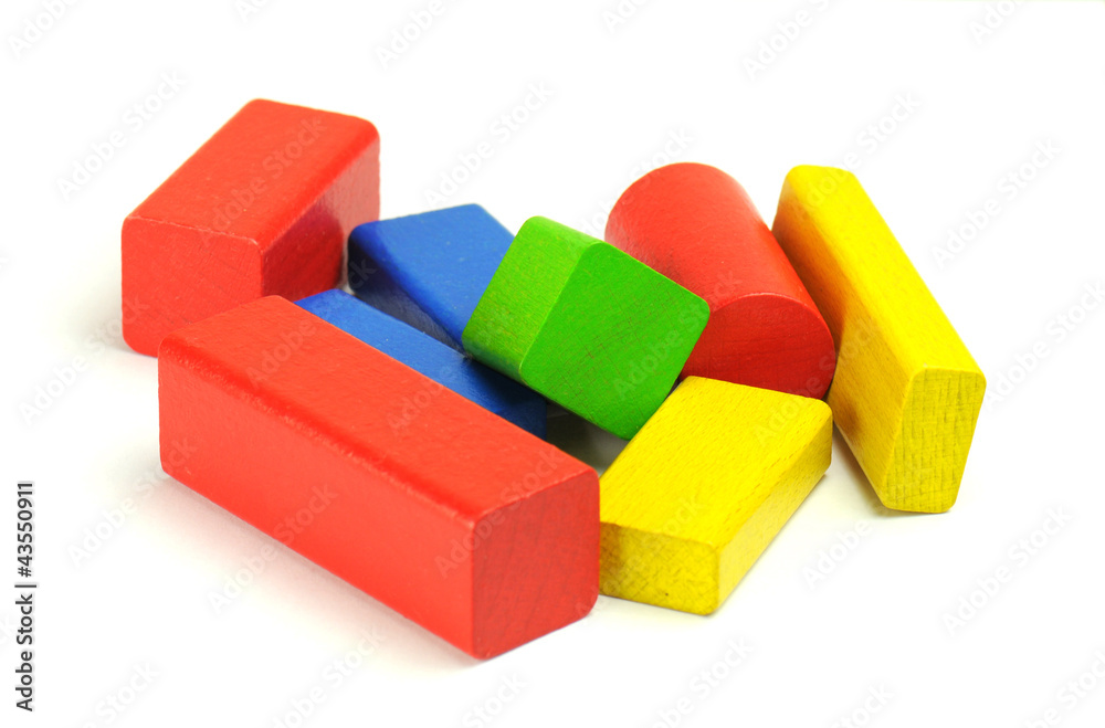 Wooden building blocks isolated on white background Wooden building blocks isolated on white background