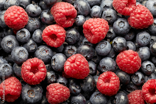 blueberries and raspberries