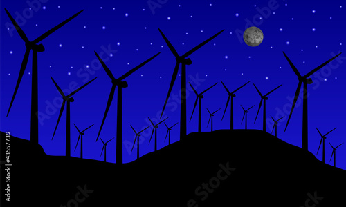 windmills at night