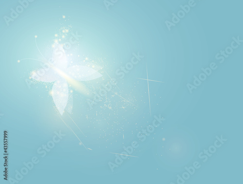 Fairy white butterfly / Blue magic background