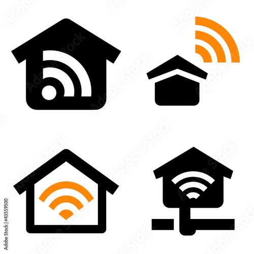 Home Wifi vector icon set