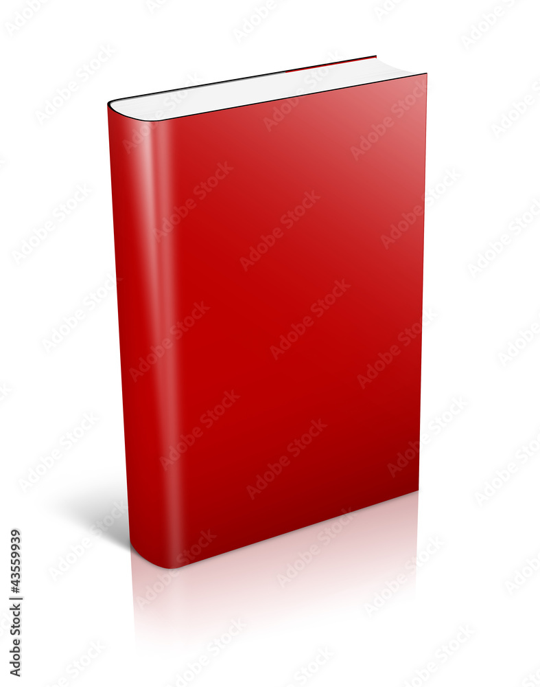 Blank book withred cover on white background..