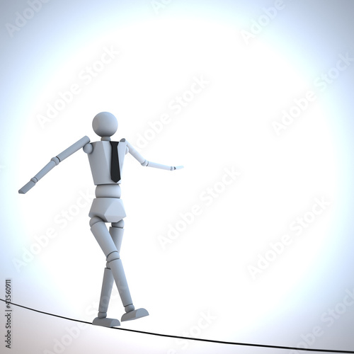 Businessman in equilibrium on a rope