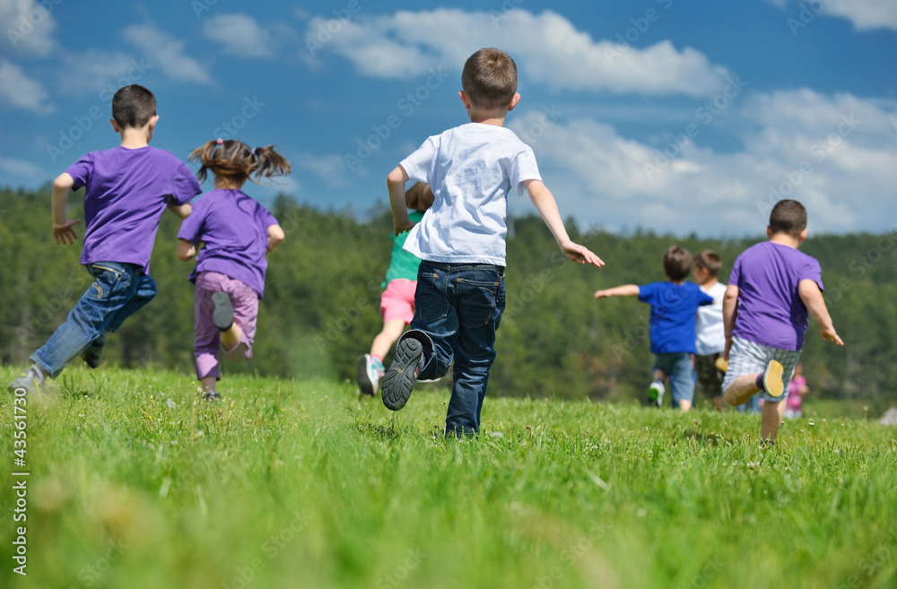 happy kids group have fun in nature happy kids group have fun in nature