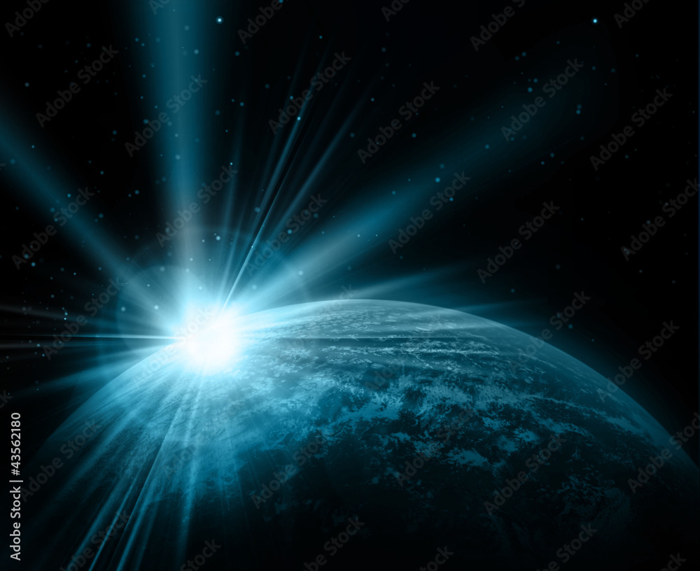 Fototapeta premium Earth with Rising Sun