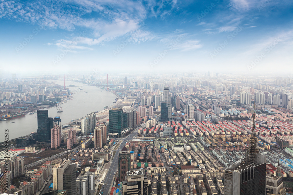 overlooking metropolis of shanghai