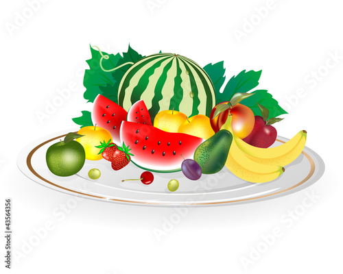 dish with mixed fruit