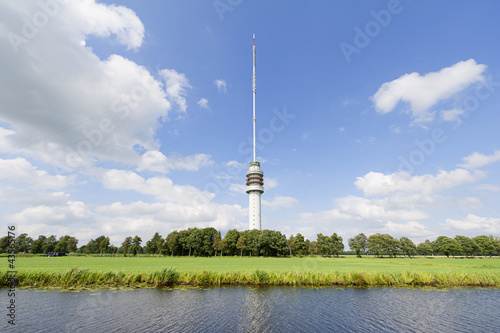 Tv-tower in Dutch landscape photo