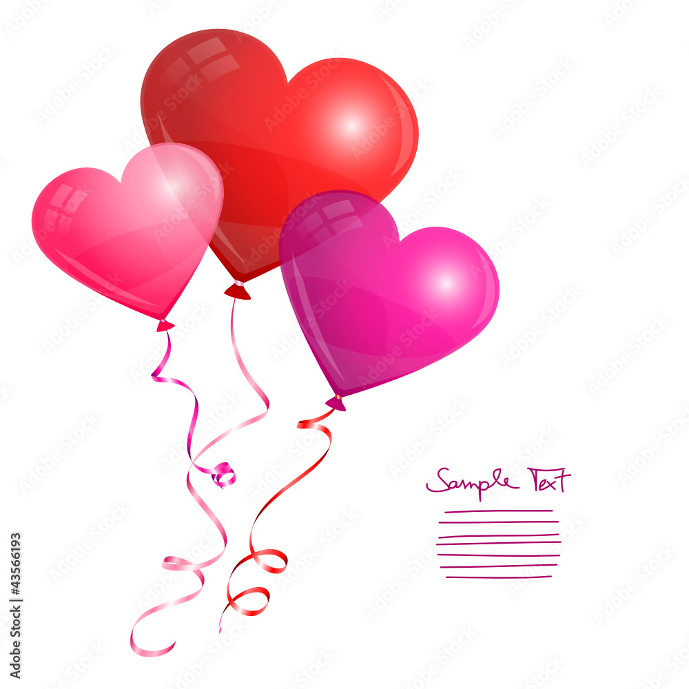 3 Heart Balloons Different Colors