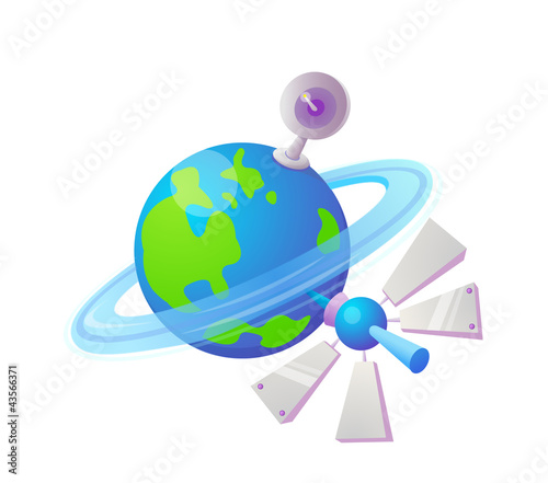 vector icon globe and satellite © zzve