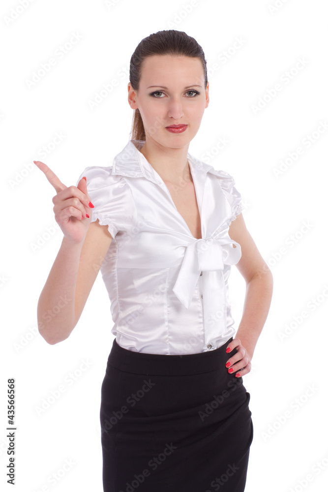 strict business woman pointing with finger strict business woman pointing with finger